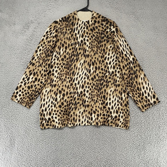 Chico's Sweaters - Chicos Sweater Womens 3 / XL Brown Leopard Print Glitter Mock Neck Knit Pullover